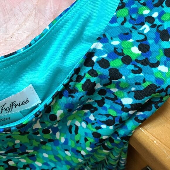 Laura Jeffries size 20W teal sleeveless dress - Picture 9 of 9